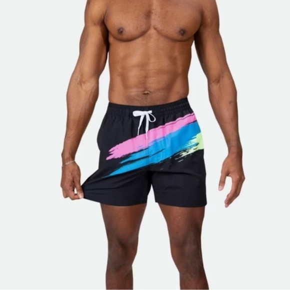 Chubbies Black Color Splash Lined Swim Trunks Medium 7" Inseam - Picture 1 of 5